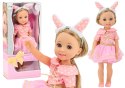 Lalka Różowa Sukienka Długie Włosy Opaska Szczotka 38cm LEAN Toys