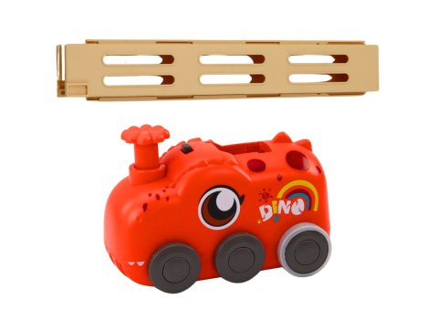 Autko Czerwony Dinozaur na Baterie Układające Kolorowe Domino 4 Kolory Klocków LEAN Toys Autko Czerwony Dinozaur na Baterie Układające Kolorowe Domino 4 Kolory Klocków LEAN Toys
