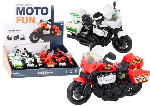 Motocykl Policyjny 1:10 Światła Dźwięki Biały Czerwony LEAN Toys Motocykl Policyjny 1:10 Światła Dźwięki Biały Czerwony LEAN Toys