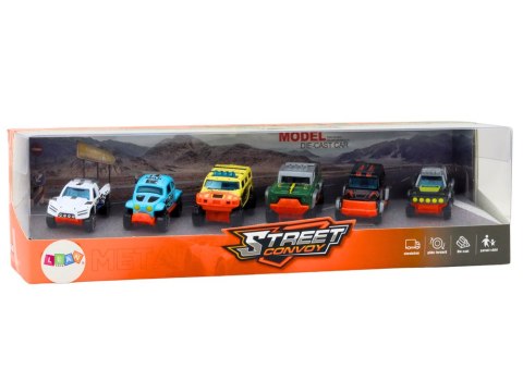 Zestaw Metalowych Autek Terenowych 1:64 6 sztuk LEAN Toys Zestaw Metalowych Autek Terenowych 1:64 6 sztuk LEAN Toys
