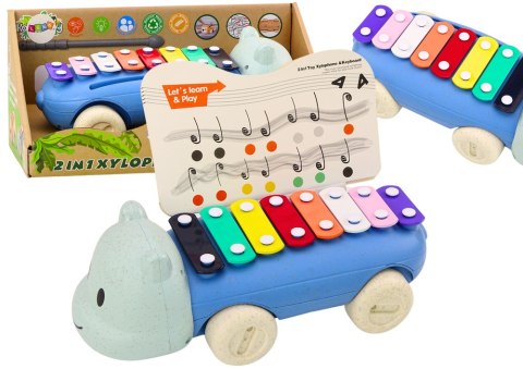 Cymbałki Hipopotam Na Kółkach Instrument Dla Dzieci Kolorowe Edukacyjne LEAN Toys Cymbałki Hipopotam Na Kółkach Instrument Dla Dzieci Kolorowe Edukacyjne LEAN Toys