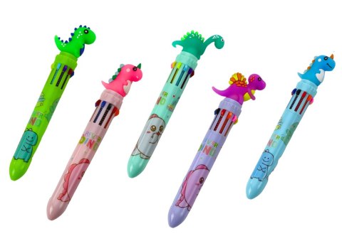 Długopis Wielokolorowy Dinozaur Automatyczny 10 Kolorów Mix LEAN TOYS Długopis Wielokolorowy Dinozaur Automatyczny 10 Kolorów Mix LEAN TOYS