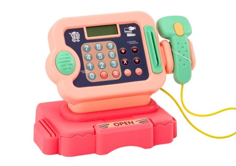 Kasa Fiskalna Nauka Liczenia Monety Koszyk Światła Dźwięki Różowa LEAN Toys Kasa Fiskalna Nauka Liczenia Monety Koszyk Światła Dźwięki Różowa LEAN Toys