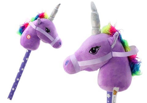 Pluszowa Głowa Jednorożca Na Kiju Hobby Horse Jednorożec Fioletowy Dźwięki LEAN Toys Pluszowa Głowa Jednorożca Na Kiju Hobby Horse Jednorożec Fioletowy Dźwięki LEAN Toys