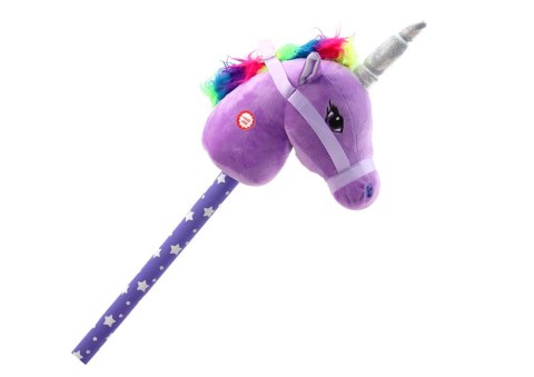 Pluszowa Głowa Jednorożca Na Kiju Hobby Horse Jednorożec Fioletowy Dźwięki LEAN Toys Pluszowa Głowa Jednorożca Na Kiju Hobby Horse Jednorożec Fioletowy Dźwięki LEAN Toys