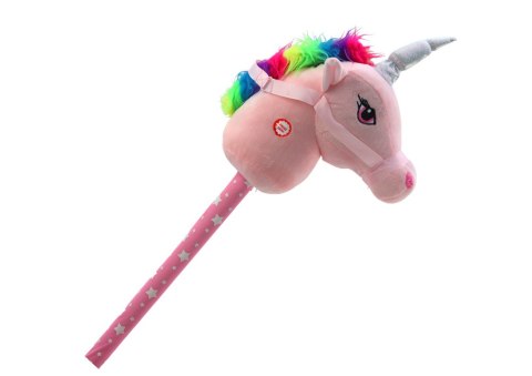 Pluszowa Głowa Jednorożca Na Kiju Hobby Horse Jednorożec Różowy Dźwięki LEAN Toys Pluszowa Głowa Jednorożca Na Kiju Hobby Horse Jednorożec Różowy Dźwięki LEAN Toys