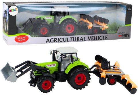 Traktor Rolniczy Koparka Z Broną Talerzową Napęd Zielony LEAN Toys Traktor Rolniczy Koparka Z Broną Talerzową Napęd Zielony LEAN Toys