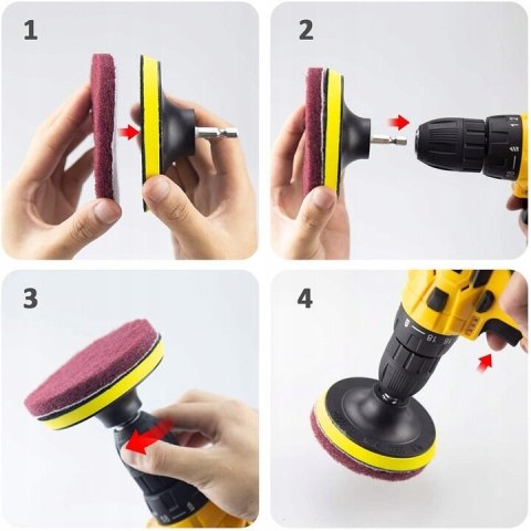 Szczotki Pady Sprzątające Czyszczące Do mycia Na Wiertarkę Wkrętarke LEAN