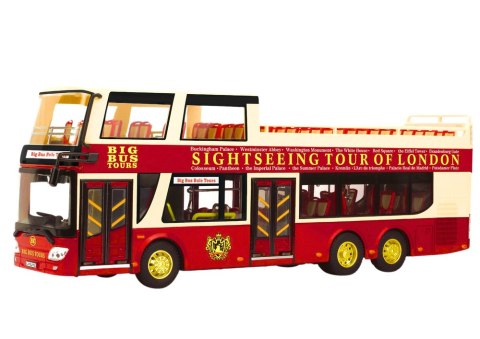 Autobus Piętrowy Wycieczkowy 1:42 Metalowy Światła Czerwony LEAN Toys Autobus Piętrowy Wycieczkowy 1:42 Metalowy Światła Czerwony LEAN Toys