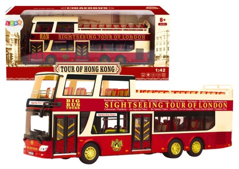 Autobus Piętrowy Wycieczkowy 1:42 Metalowy Światła Czerwony LEAN Toys Autobus Piętrowy Wycieczkowy 1:42 Metalowy Światła Czerwony LEAN Toys