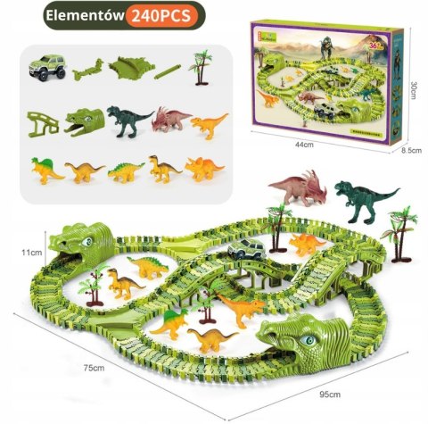Tor Wyścigowy DIY Dinozaur 240 Elementów LEAN Toys Tor Wyścigowy DIY Dinozaur 240 Elementów LEAN Toys