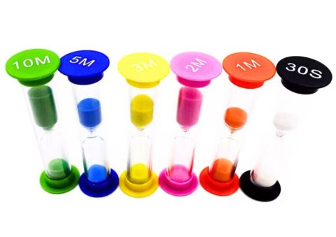 Zestaw Klepsydr 6 Sztuk 30s 1/2/3/5/10 Minut Kolorowe LEAN Zestaw Klepsydr 6 Sztuk 30s 1/2/3/5/10 Minut Kolorowe LEAN