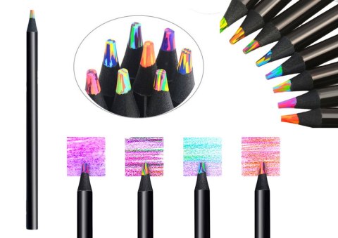 Zestaw Kredek Wielokolorowych Kreatywne Ołówkowe Okrągłe 12 szt. LEAN