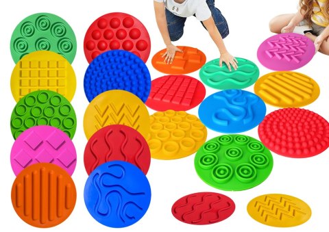 Silikonowe Dyski Plansze Sensoryczne Kolorowe Ścieżka Sensoryczna 20 Szt LEAN Toys Silikonowe Dyski Plansze Sensoryczne Kolorowe Ścieżka Sensoryczna 20 Szt LEAN Toys