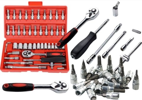 Zestaw Kluczy Nasadowych 1/4" - 46 Elementów w Walizce LEAN