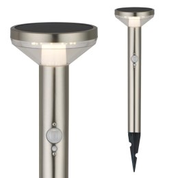 Lampa solarna LED z czujnikiem Maclean MCE465 C/M, chrom mat, IP44, 3 tryby świecenia, bateria Li-ion 18650 3,7V 1200 mAh, wbija Maclean