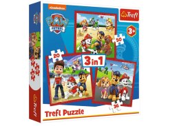 Puzzle - 3w1 (20, 36, 50) - Wesołe pieski - Psi Patrol - Trefl 34867 Trefl Puzzle