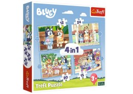 Puzzle - 4w1 (12, 15, 20, 24) - Bluey i jego świat - Trefl 34637 Trefl Puzzle