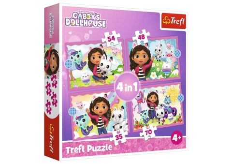 Puzzle - 4w1 (35, 48, 54, 70) - Przygody Gabi - Koci Domek Gabi - Trefl 34620 Trefl Puzzle