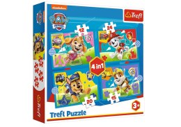 Puzzle - 4w1 (12, 15, 20, 24) - Biegnące Pieski - Psi Patrol - Trefl 34628 Trefl Puzzle