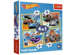 Puzzle - 4w1 - Pojazdy Hot Wheels - Mattel Hot Wheels 34627 Trefl Puzzle