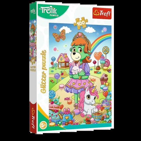 Puzzle z brokatem Rodzina Treflików 100 el. Brokatowe Trefliki Trefl 14833 Trefl Puzzle Puzzle z brokatem Rodzina Treflików 100 el. Brokatowe Trefliki Trefl 14833 Trefl Puzzle