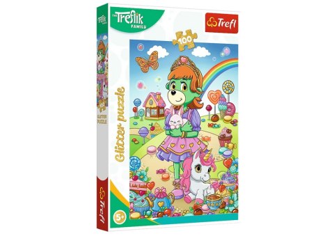 Puzzle z brokatem Rodzina Treflików 100 el. Brokatowe Trefliki Trefl 14833 Trefl Puzzle Puzzle z brokatem Rodzina Treflików 100 el. Brokatowe Trefliki Trefl 14833 Trefl Puzzle