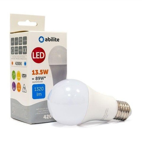 Żarówka LED Abilite klasyczna mleczna b.neutralna E27 13,5W/230V 1320lm A60 Inni producenci