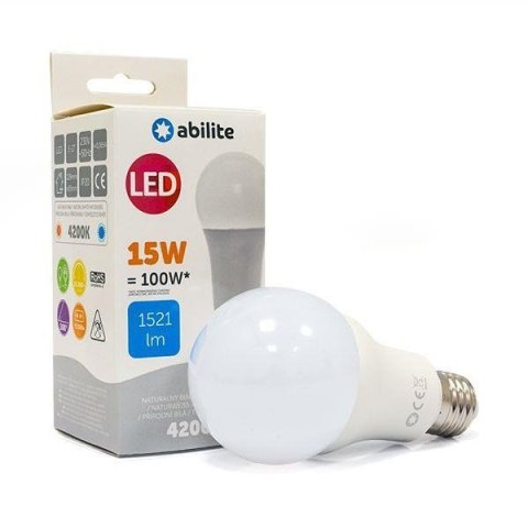 Żarówka LED Abilite klasyczna mleczna b.neutralna E27 15W/230V 1521lm A65 Inni producenci Żarówka LED Abilite klasyczna mleczna b.neutralna E27 15W/230V 1521lm A65 Inni producenci