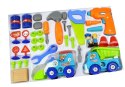 Zestaw Pojazdów Budowlany do Rozkręcania Wkrętarka Klucze Znaki Drogowe LEAN Toys
