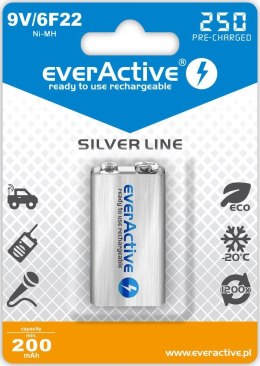 Akumulatorek 6F22/9V everActive Silver Line 250 mAh 1 sztuka Everactive