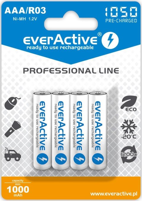Akumulatorki AAA/R03 everActive Professional Line 1050 mAh 4 sztuki Everactive Akumulatorki AAA/R03 everActive Professional Line 1050 mAh 4 sztuki Everactive