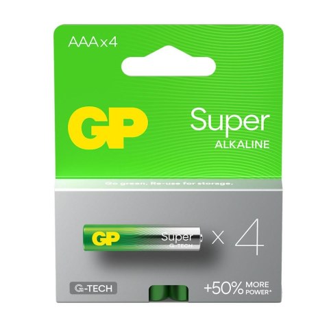 Bateria alkaliczna AAA / LR03 GP Super Alkaline G-TECH - 4 sztuki GP Recyko Bateria alkaliczna AAA / LR03 GP Super Alkaline G-TECH - 4 sztuki GP Recyko