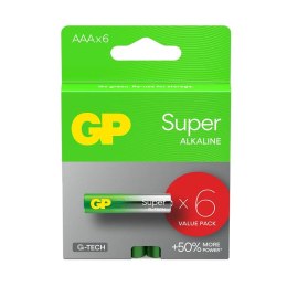 Bateria alkaliczna AAA/LR03 GP ReCyko Super alkaline G-TECH - 6 sztuk GP Recyko