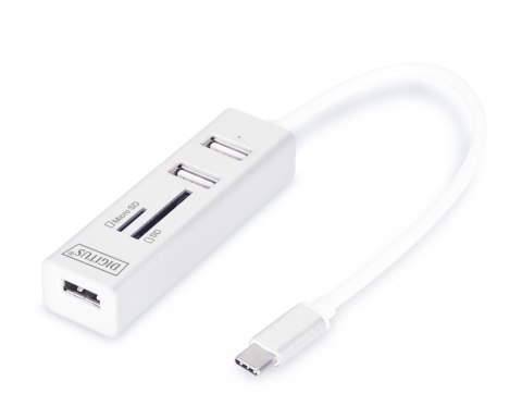 HUB/Koncentrator DIGITUS 3-portowy OTG USB Typ C czytnik kart SD/Micro SD USB 2.0 Digitus