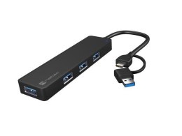 Hub USB Natec Mayfly 4xUSB 3.0 czarny USB-C + Adapter USB-A Natec
