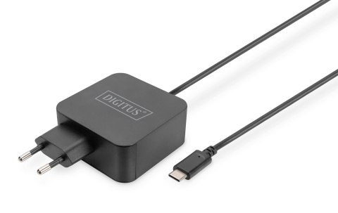 Ładowarka sieciowa DIGITUS zasilacz 1x USB-C PD 3.0 max. 65W zintegrowany kabel 1,2m czarna Digitus