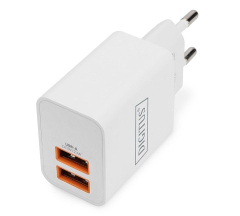 Ładowarka sieciowa DIGITUS zasilacz 2x USB-A 15,5W biała Digitus