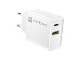 Ładowarka sieciowa Natec Ribera 1x USB-A + 1x USB-C 20W biała Natec