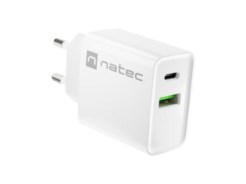 Ładowarka sieciowa Natec Ribera 1x USB-A + 1x USB-C 20W biała Natec Ładowarka sieciowa Natec Ribera 1x USB-A + 1x USB-C 20W biała Natec