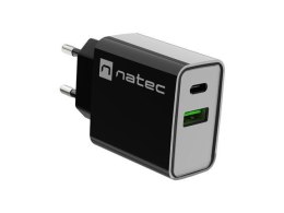 Ładowarka sieciowa Natec Ribera 1x USB-A + 1x USB-C 20W czarna Natec