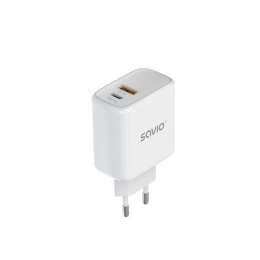 Ładowarka sieciowa Savio LA-06 USB Quick Charge Power Delivery 3.0 30W, 1xUSB Type C, 1xUSB, biała Savio