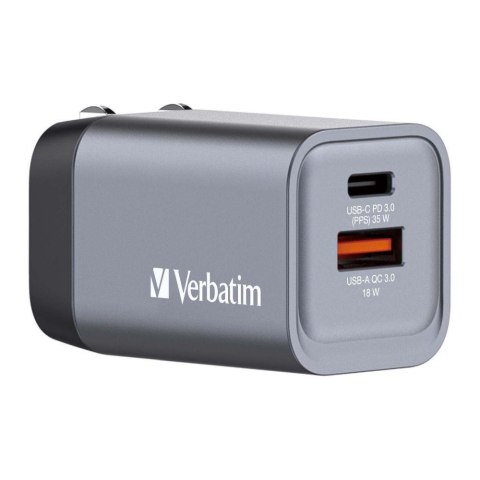 Ładowarka sieciowa Verbatim GaN GNC-35 1xUSB-C PD 35W 1xUSB-A QC 3.0 Verbatim Ładowarka sieciowa Verbatim GaN GNC-35 1xUSB-C PD 35W 1xUSB-A QC 3.0 Verbatim