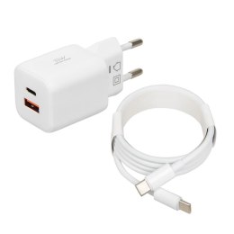 Ładowarka sieciowa iBOX C-42 USB A+C 33W kabel USB-C do USB-C biała IBOX