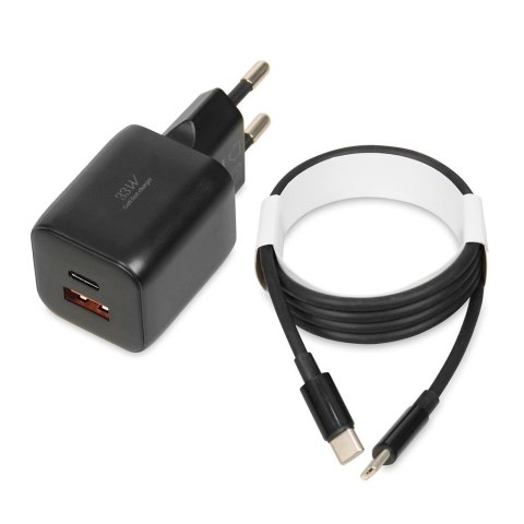 Ładowarka sieciowa iBOX C-42 USB A+C 33W kabel USB-C do USB-C czarna IBOX