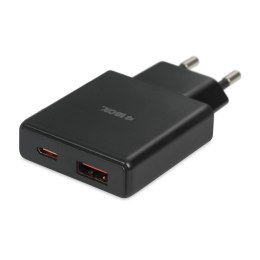 Ładowarka sieciowa iBOX C-43 Slim USB A+C 30W kabel USB-C do USB-C czarna IBOX