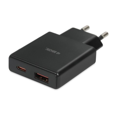 Ładowarka sieciowa iBOX C-43 Slim USB A+C 30W kabel USB-C do USB-C czarna IBOX