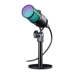 Mikrofon przewodowy Defender GLOW GMC 400 ze statywem STREAM strumieniowy RGB USB Defender