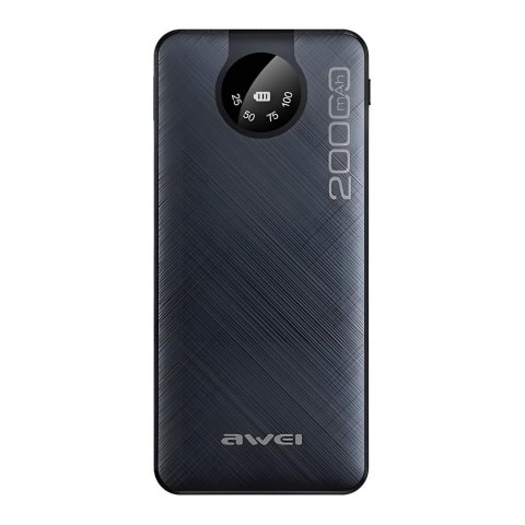 Powerbank Awei P134K 20000mAh 1xUSB 2,1A+kable microUSB/lightning/USB-C czarny AWEI