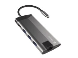Stacja dokująca USB Natec Fowler Plus Multiport USB-C PD, 3x USB 3.0, HDMI 4K, RJ45, USB-C, SD, Micro SD Natec